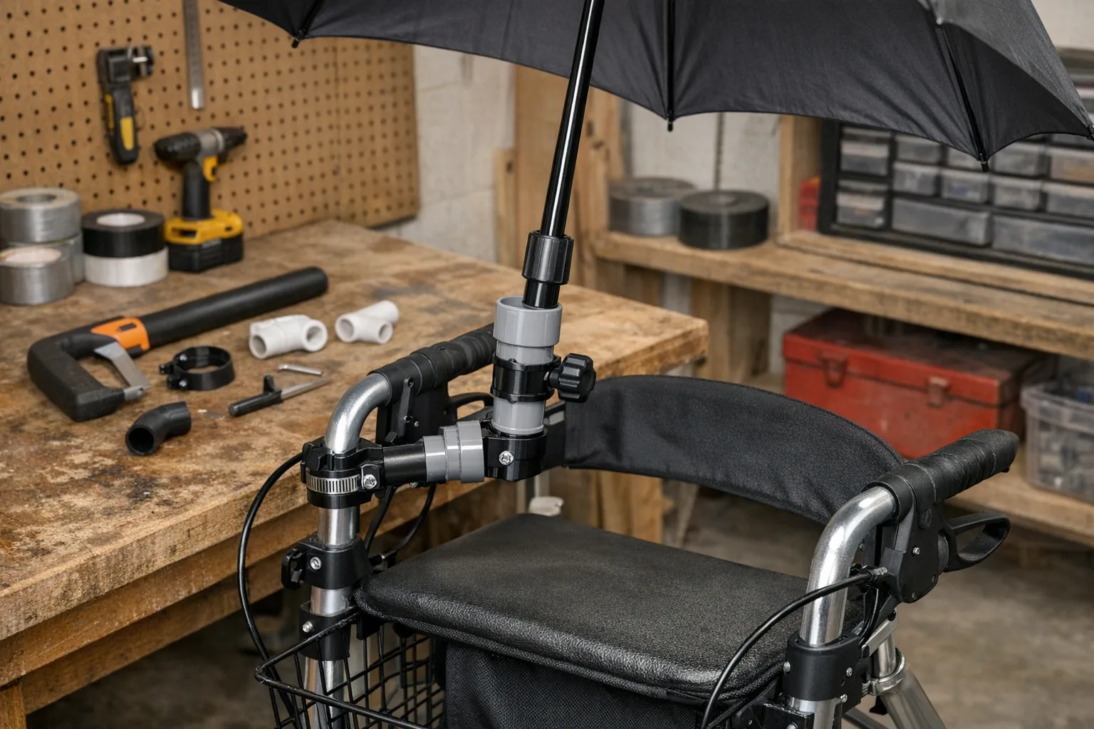Rollator-Regenschirmhalter einfach selbst herstellen