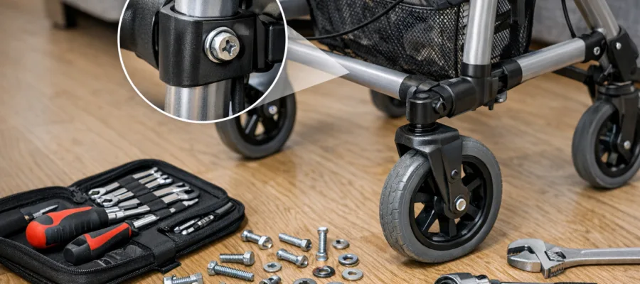 Rollator Schrauben und Verbindungen regelmaessig kontrollieren