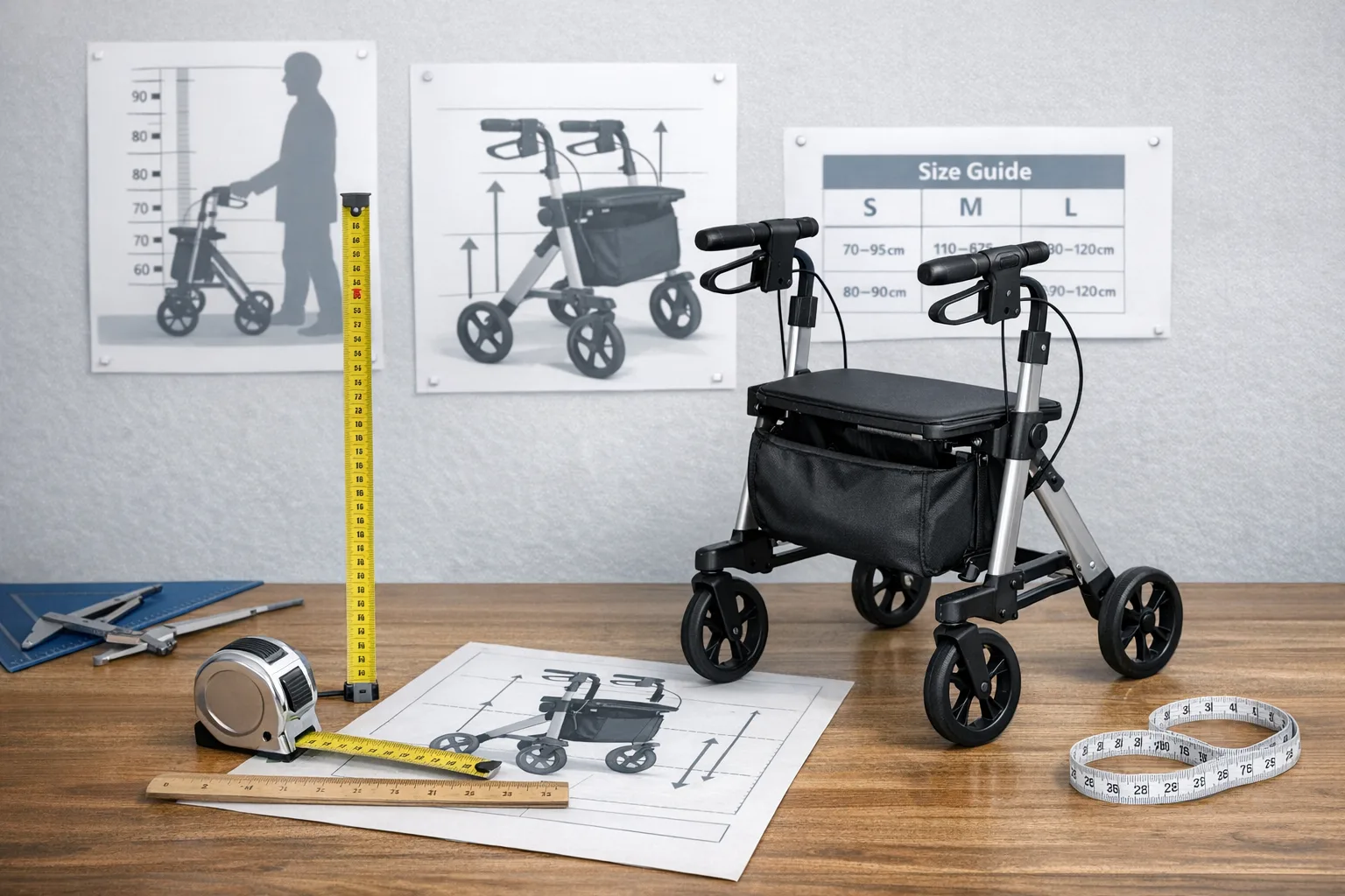 Rollator richtig auswaehlen: Groessen- und Hoehenleitfaden