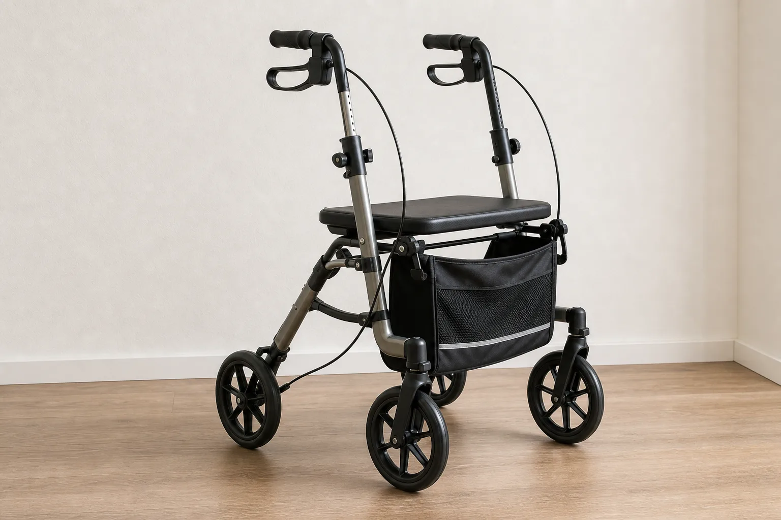 Rollator richtig einstellen: Sitz-, Griffhoehe und Bremsen justieren