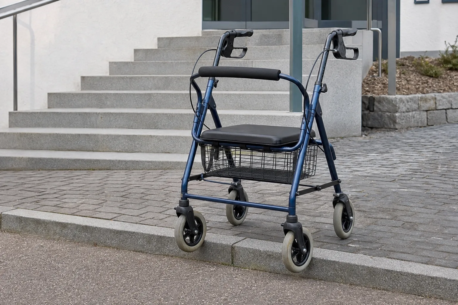 Treppen, Bordsteinkanten und Niveauwechsel gefahrlos angehen mit dem Rollator